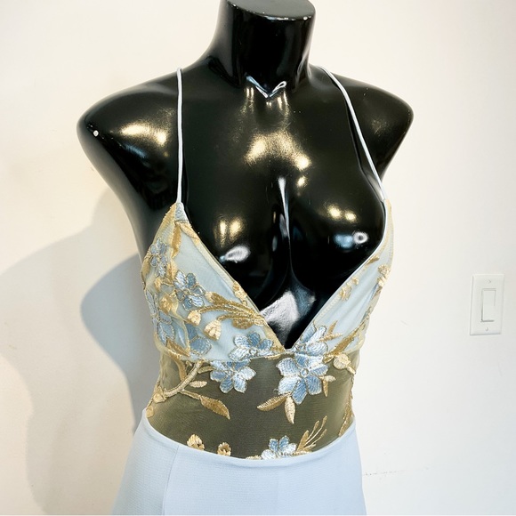 LUCY IN THE SKY Soft Blue Strappy Dress With Embroidery - Picture 1 of 11